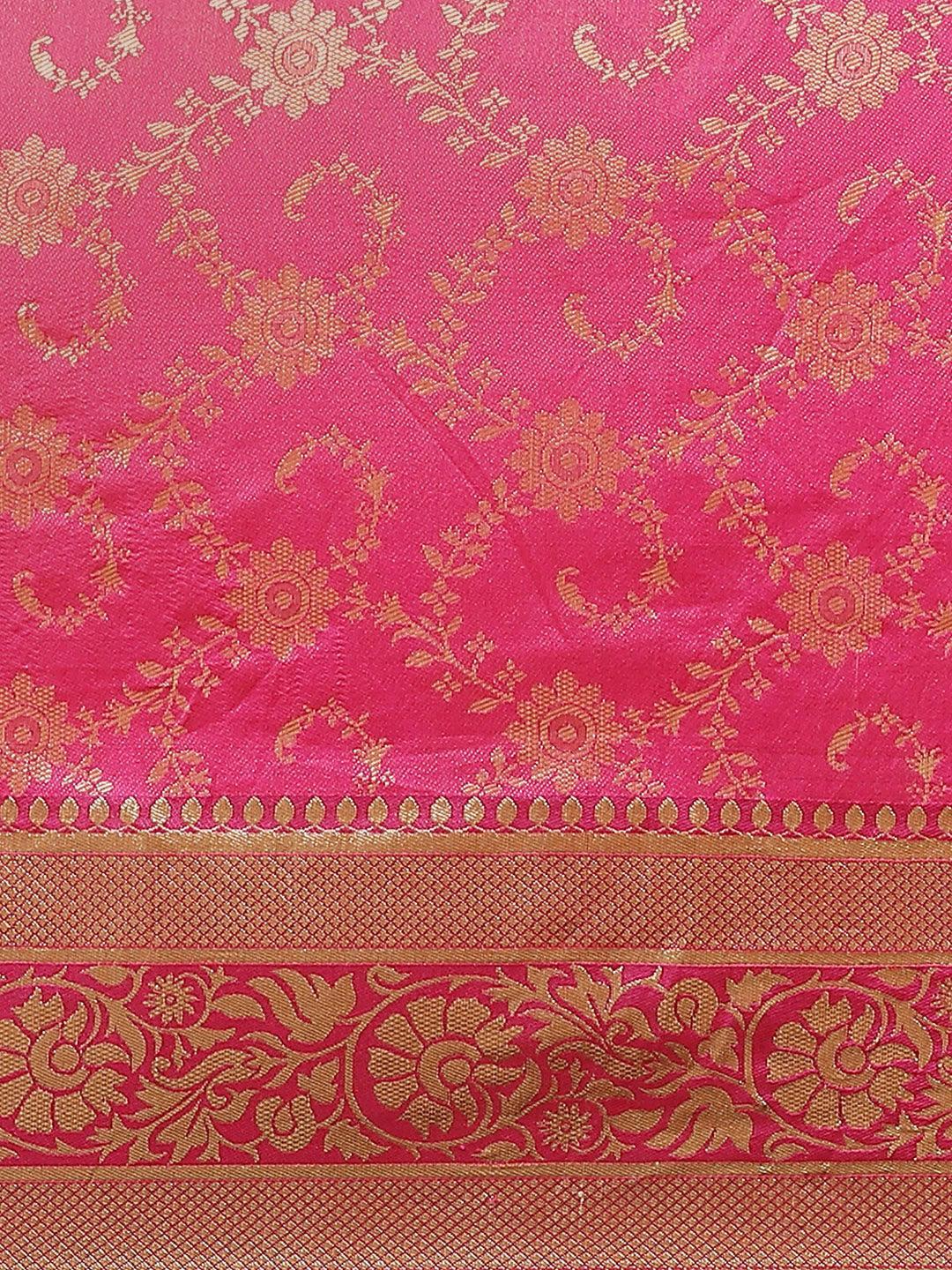 Pink Woven Design Brocade Saree