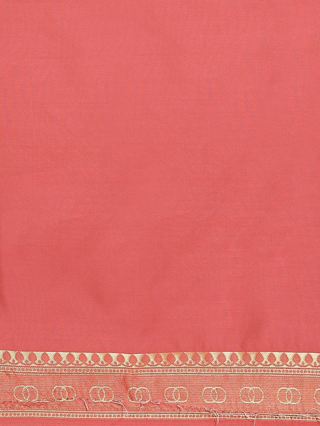 Orange Woven Design Brocade Saree - ShopLibas