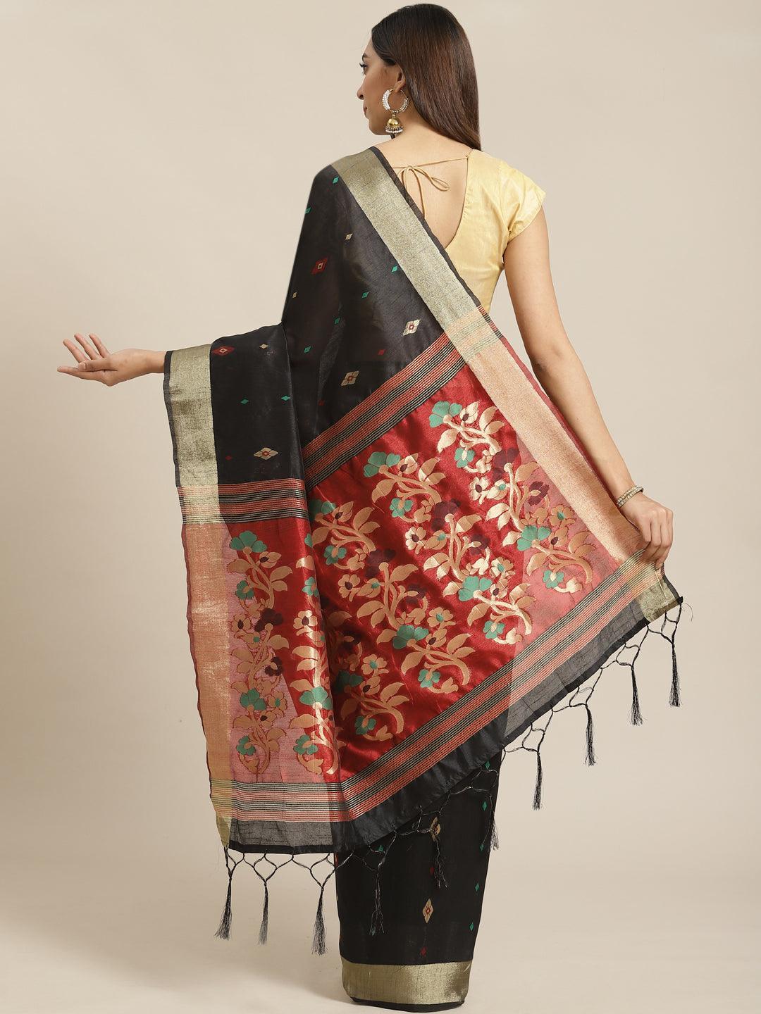 Black Woven Design Brocade Saree