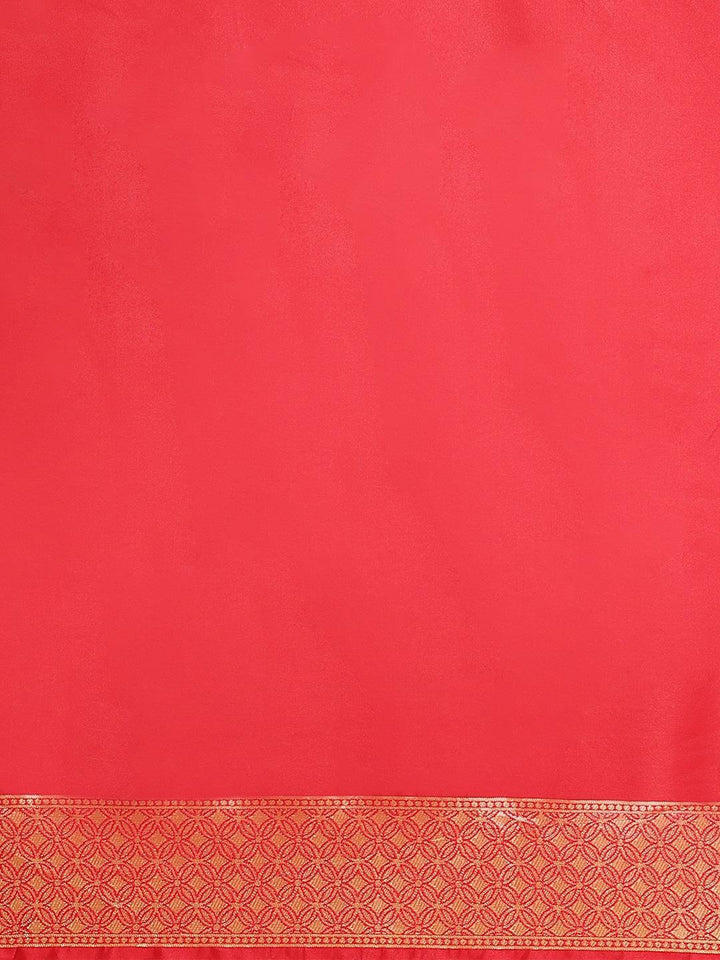 Red Woven Design Brocade Saree - ShopLibas