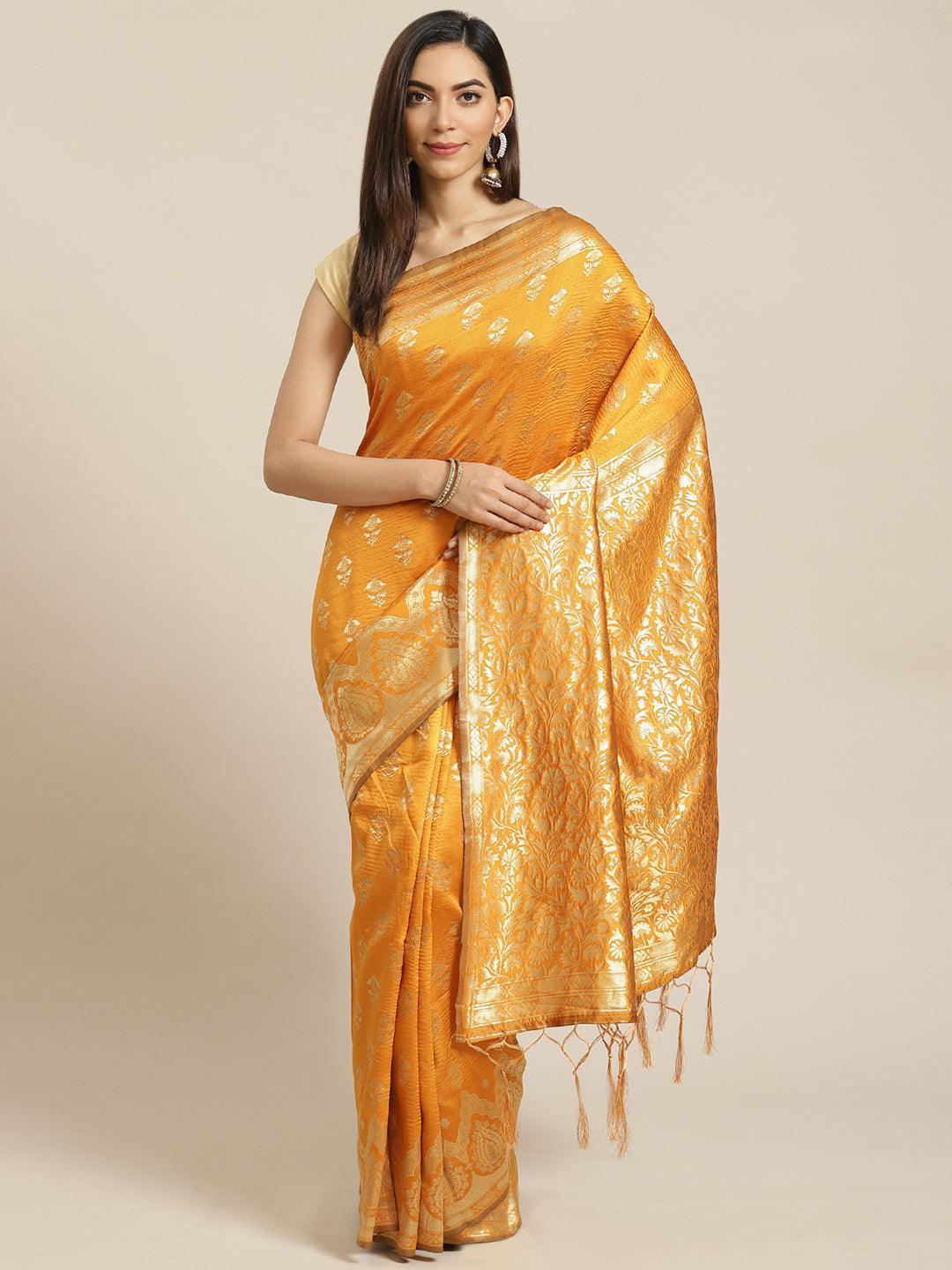 Mustard Woven Design Brocade Saree