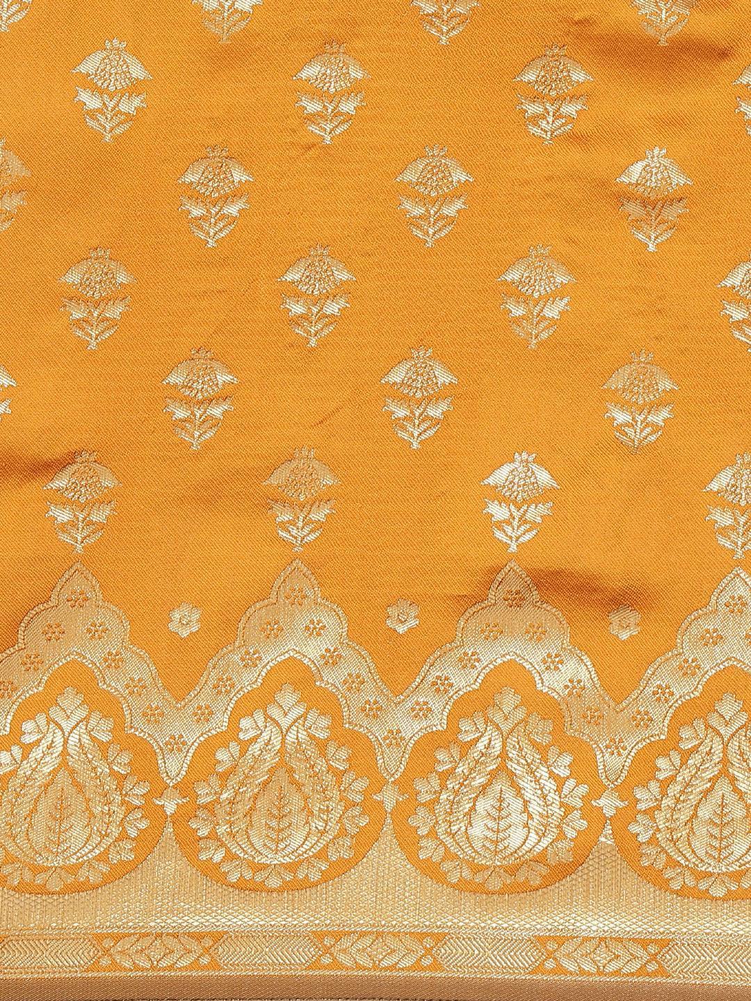 Mustard Woven Design Brocade Saree - ShopLibas