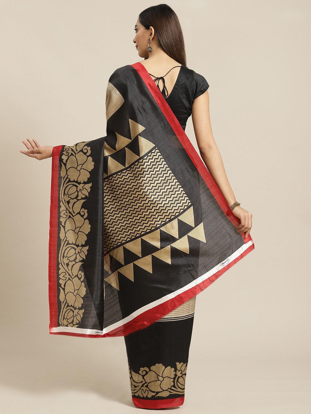 Multicoloured Printed Cotton Silk Saree - ShopLibas