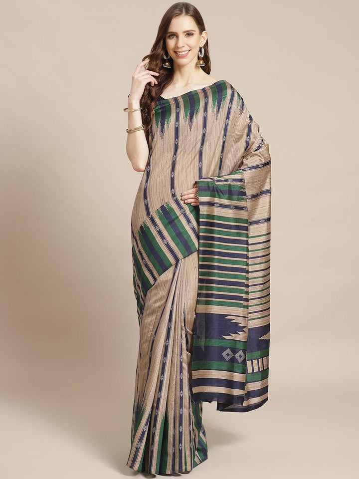 Multicoloured Printed Cotton Silk Saree - ShopLibas