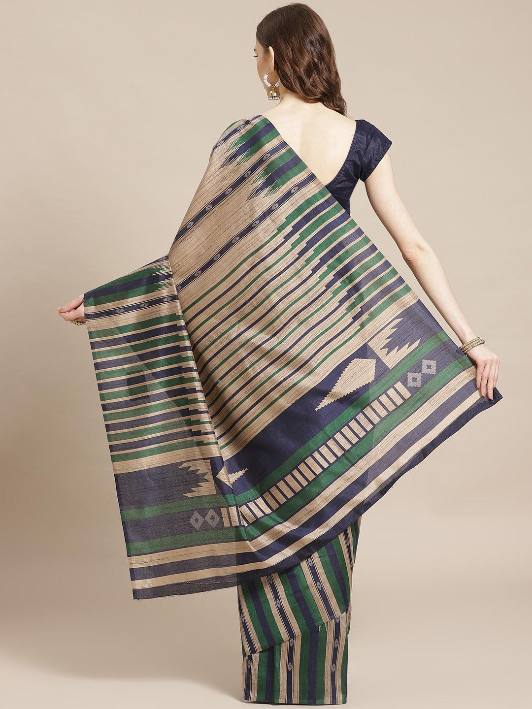 Multicoloured Printed Cotton Silk Saree - ShopLibas