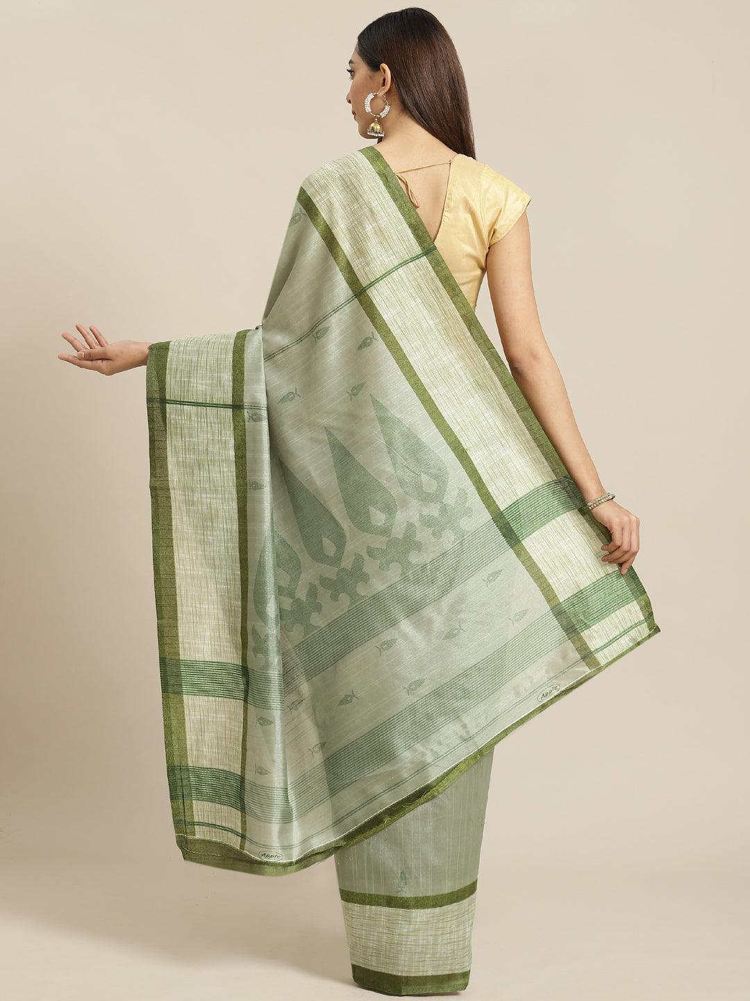 Green Printed Cotton Silk Saree