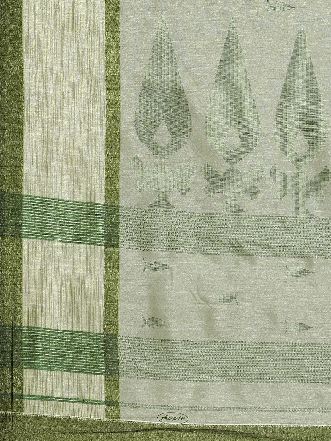 Green Printed Cotton Silk Saree