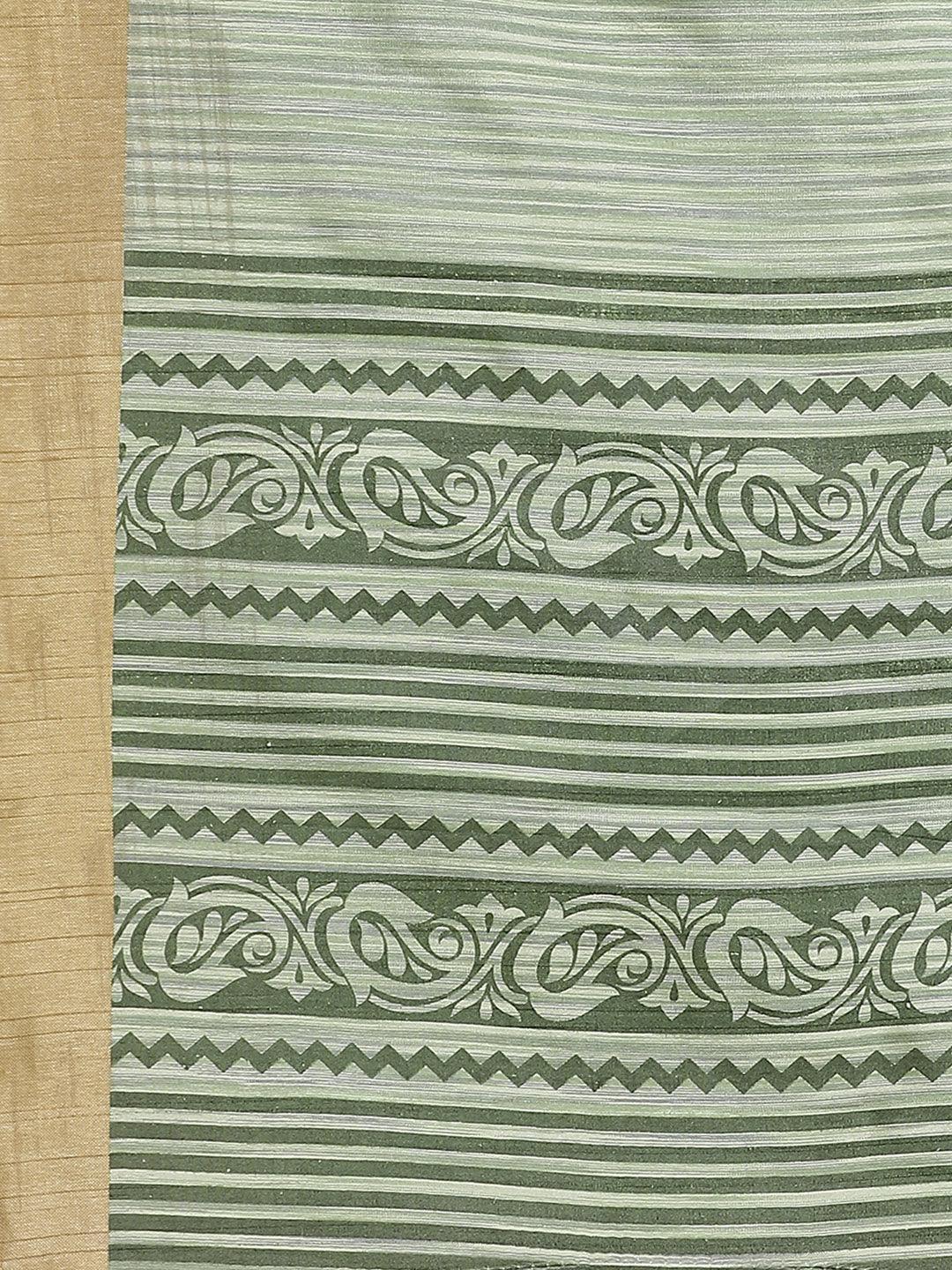 Green Printed Cotton Silk Saree