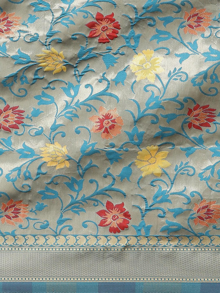 Blue Woven Design Brocade Saree - ShopLibas