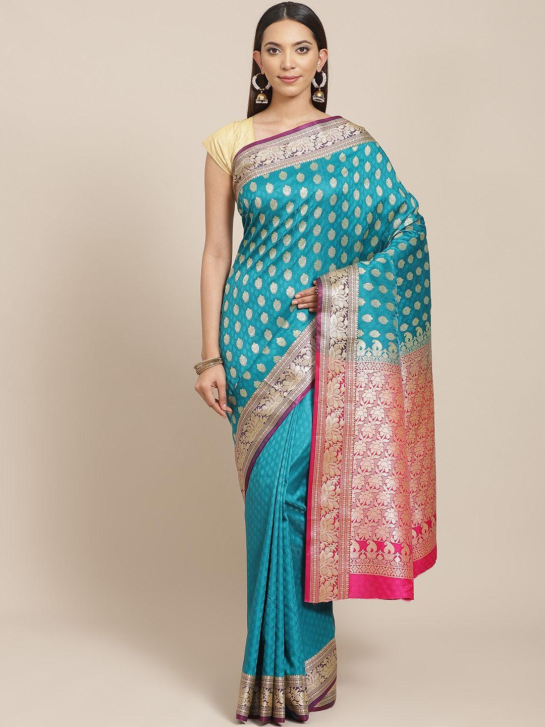 Green Woven Design Brocade Saree