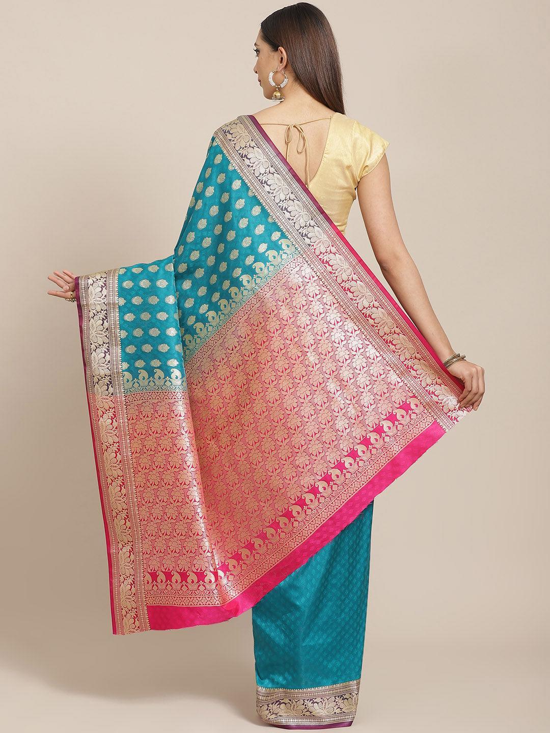 Green Woven Design Brocade Saree