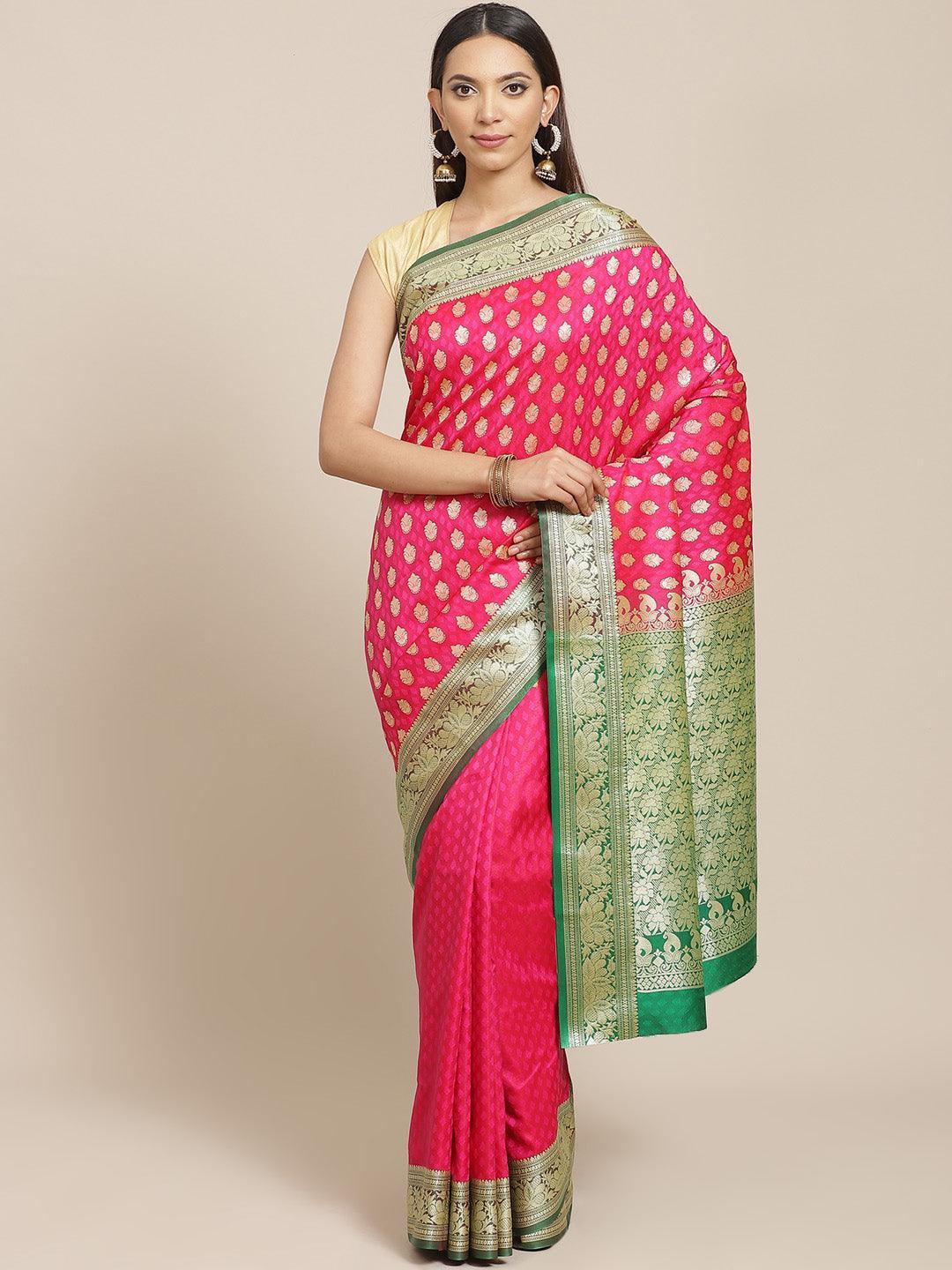 Pink Woven Design Brocade Saree