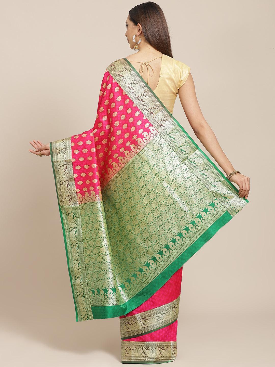 Pink Woven Design Brocade Saree