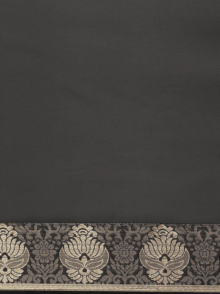 Black Solid Chiffon Saree - ShopLibas