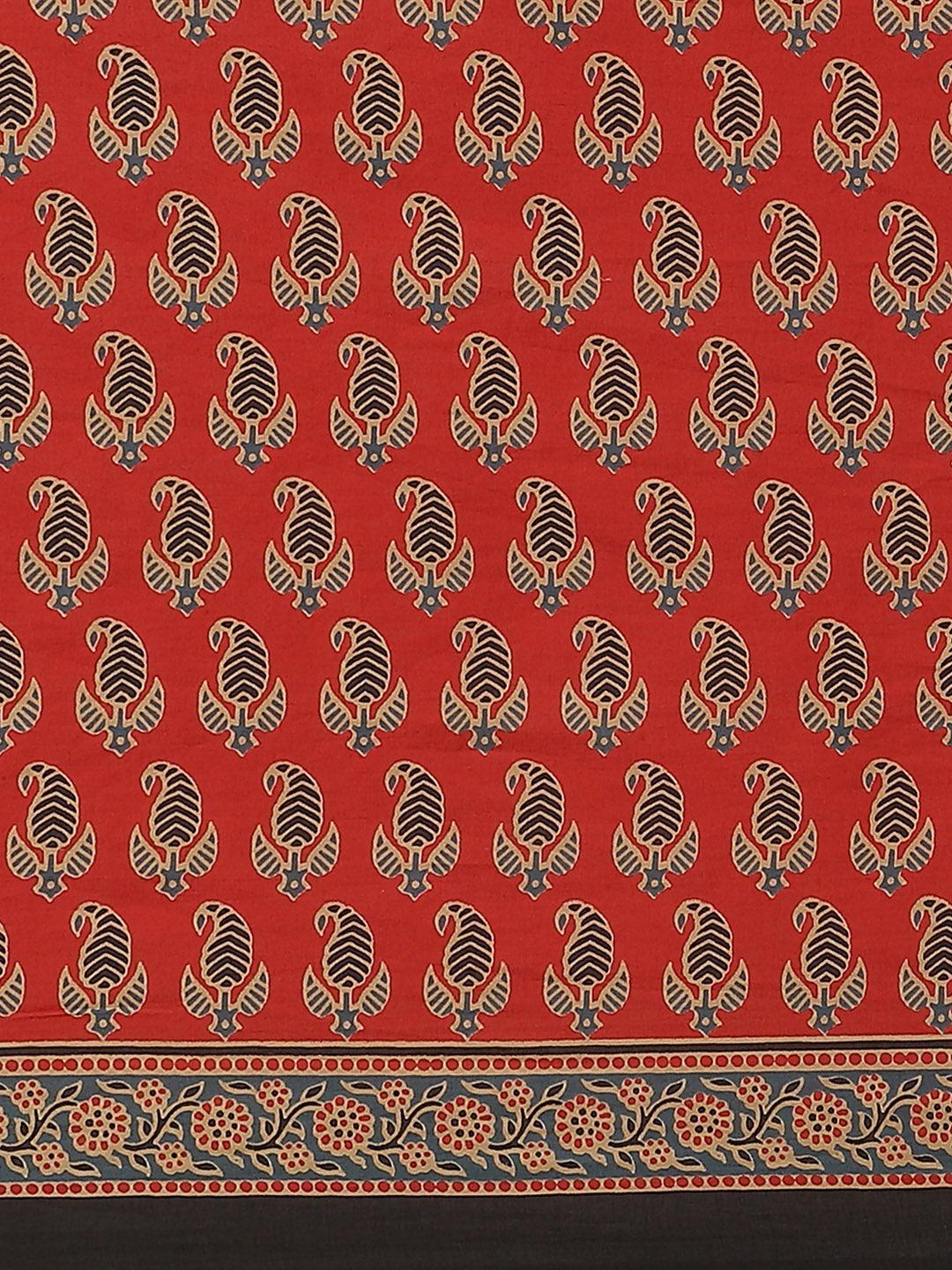 Multicoloured Printed Cotton Saree - ShopLibas