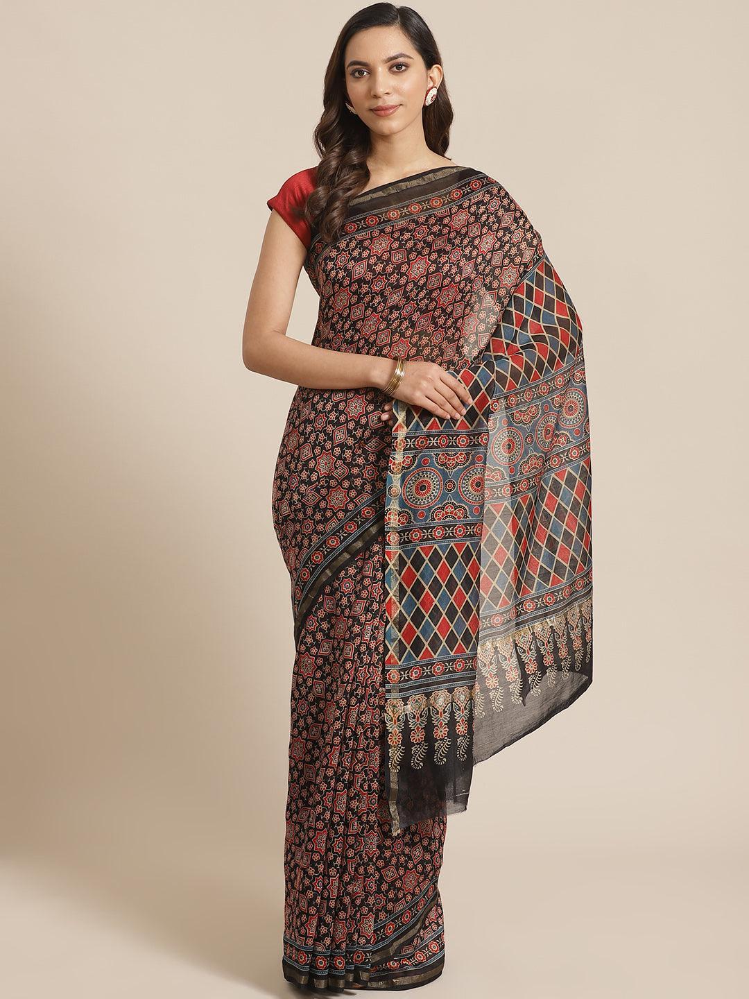 Multicoloured Chanderi Silk Saree