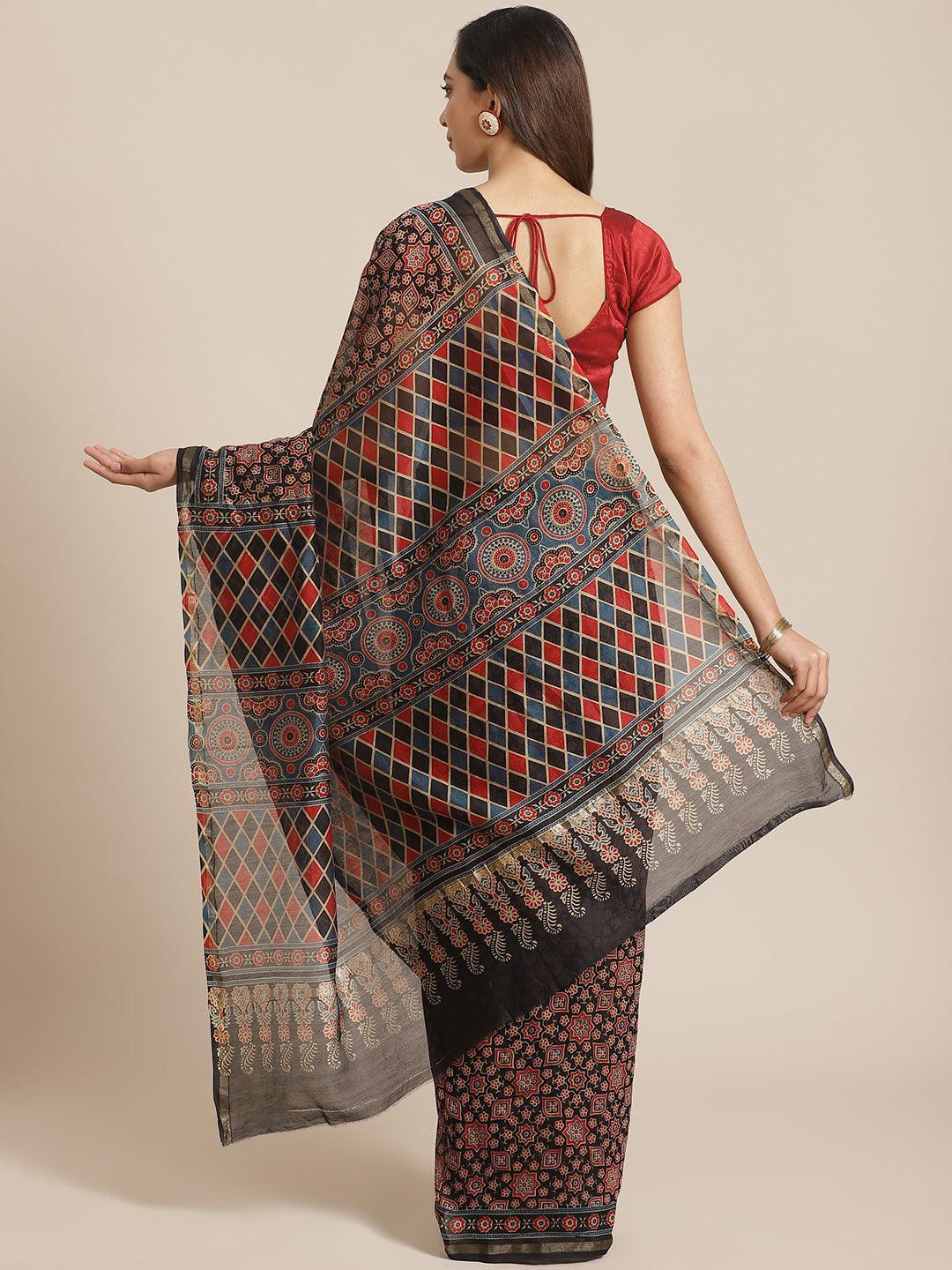 Multicoloured Chanderi Silk Saree