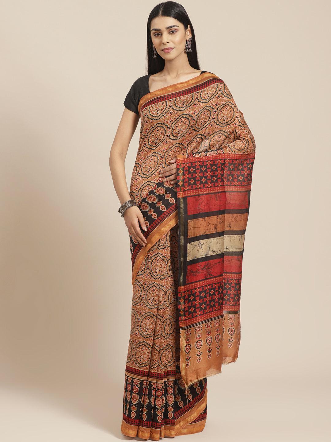 Multicoloured Chanderi Silk Saree