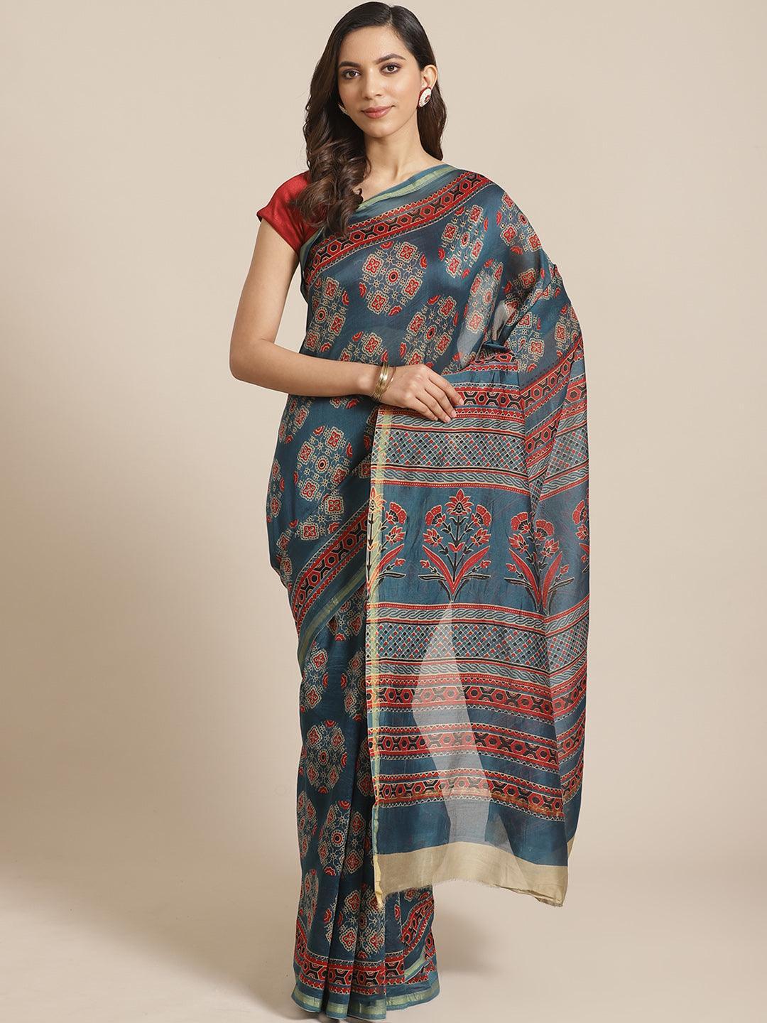 Multicoloured Chanderi Silk Saree