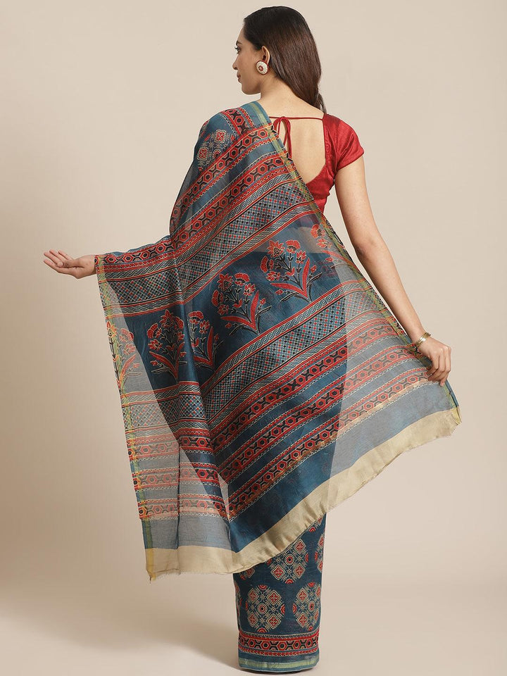 Multicoloured Chanderi Silk Saree - ShopLibas