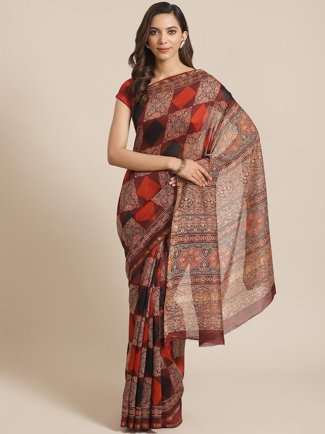 Multicoloured Chanderi Silk Saree