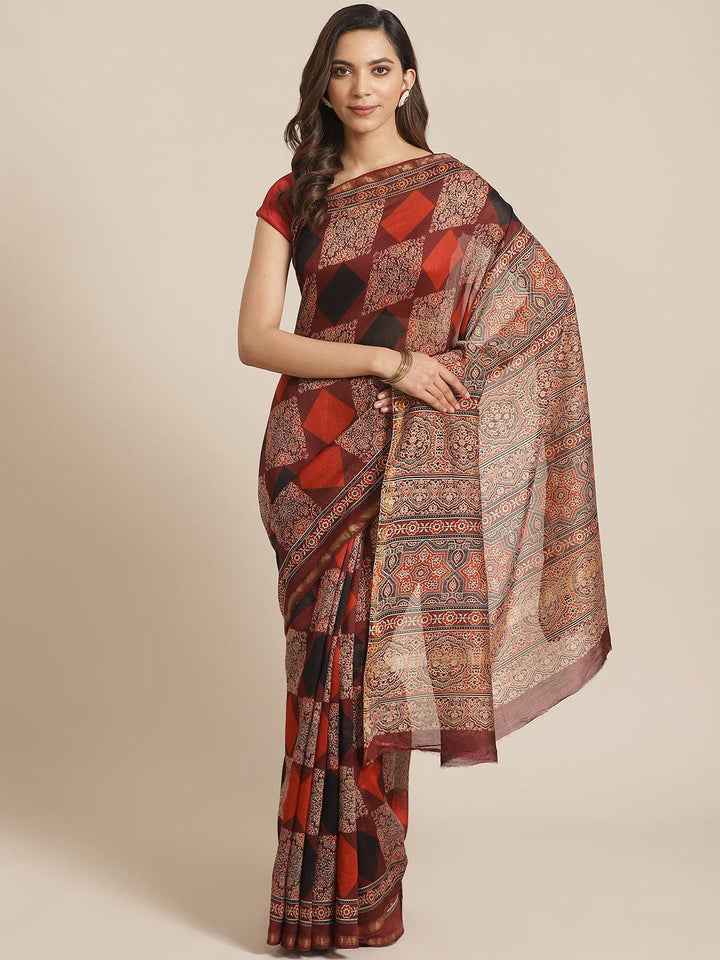 Multicoloured Chanderi Silk Saree - ShopLibas