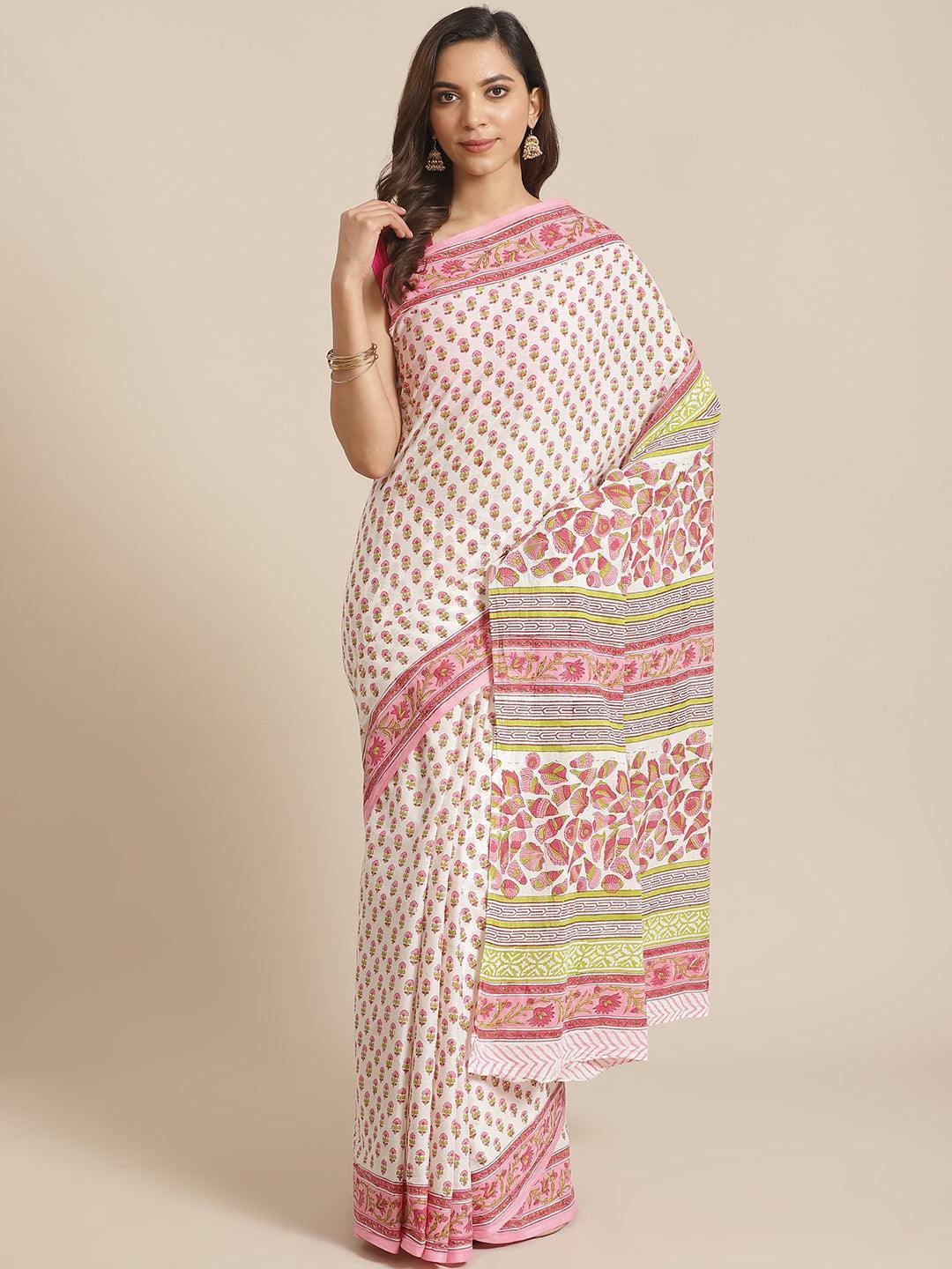 Multicoloured Printed Cotton Saree