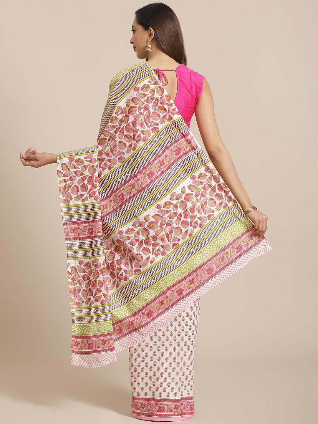 Multicoloured Printed Cotton Saree