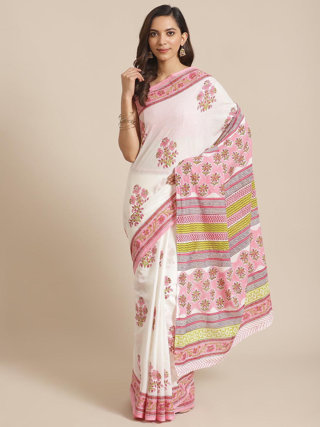 Multicoloured Printed Cotton Saree