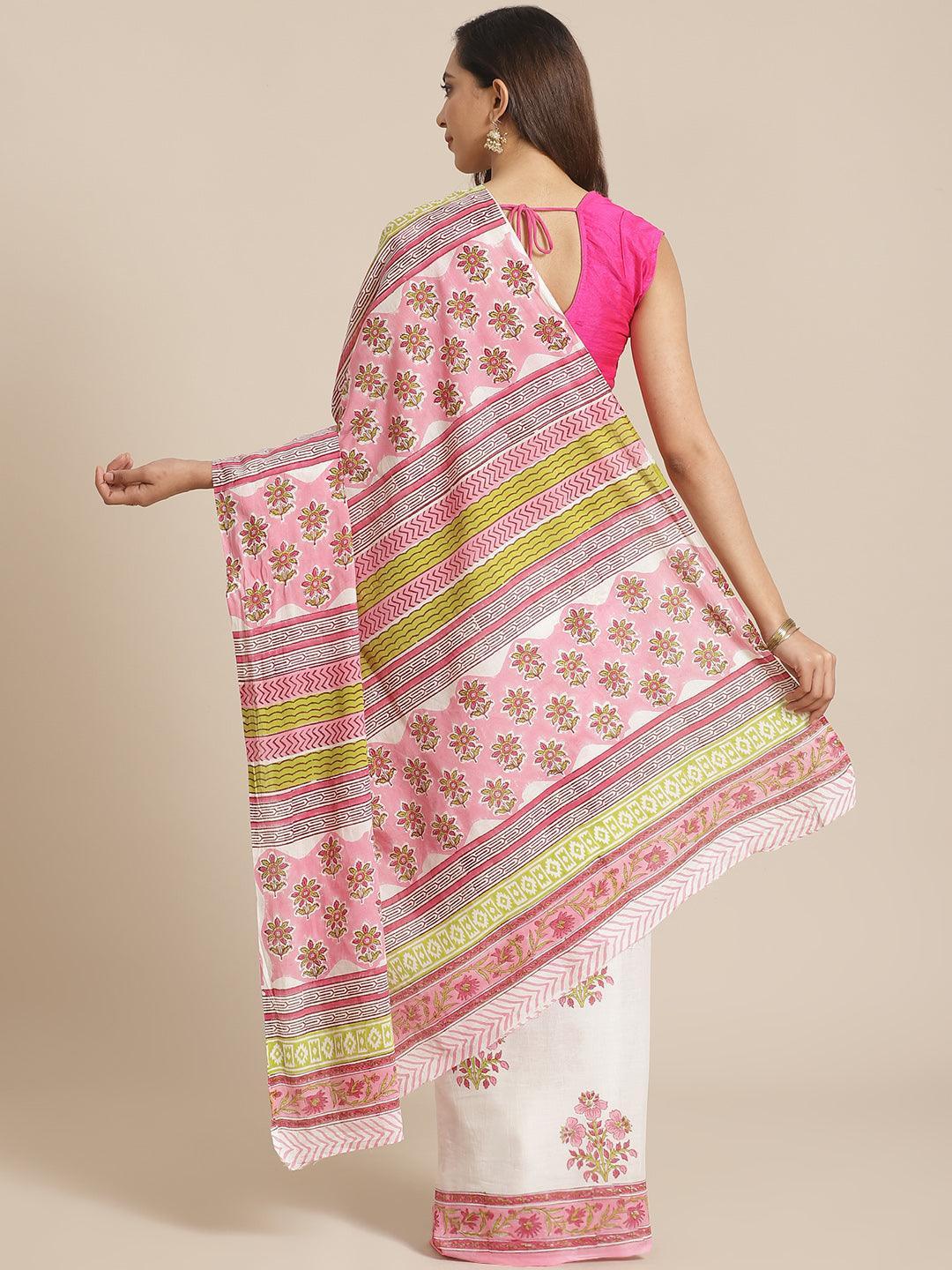 Multicoloured Printed Cotton Saree