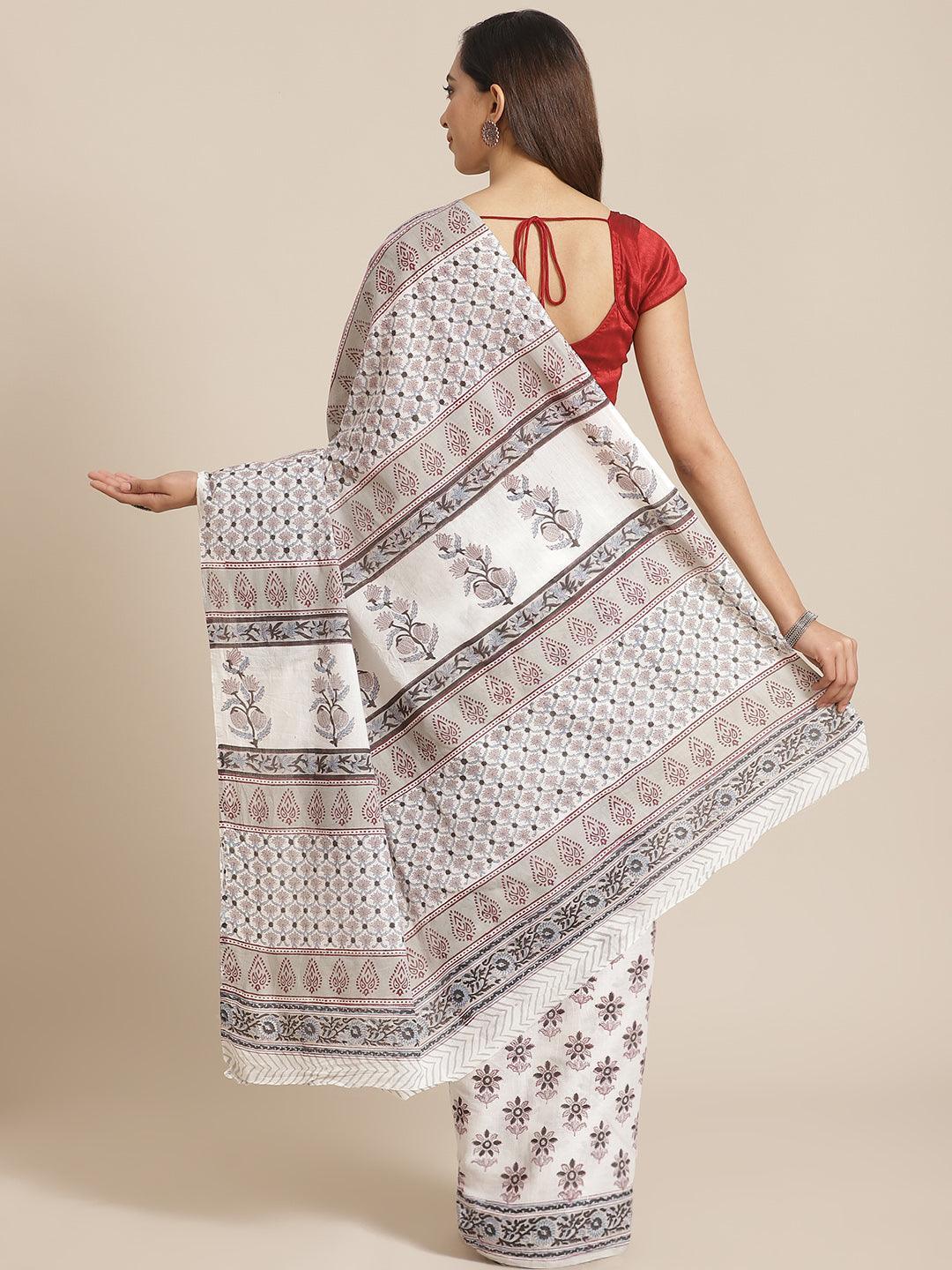 Multicoloured Printed Cotton Saree