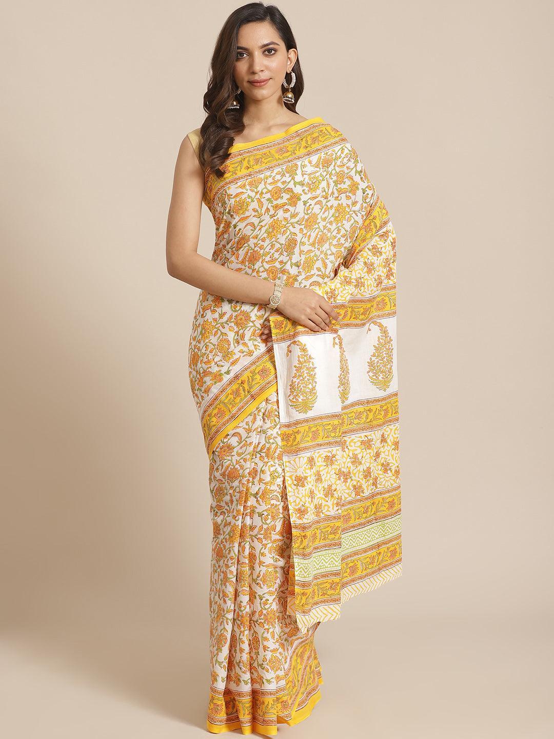 Multicoloured Printed Cotton Saree