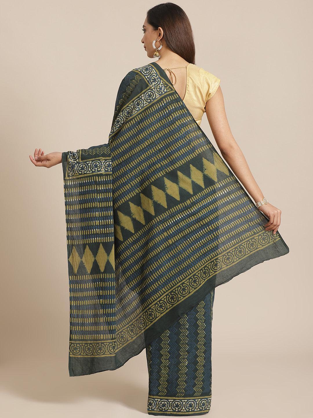 Multicoloured Printed Cotton Saree