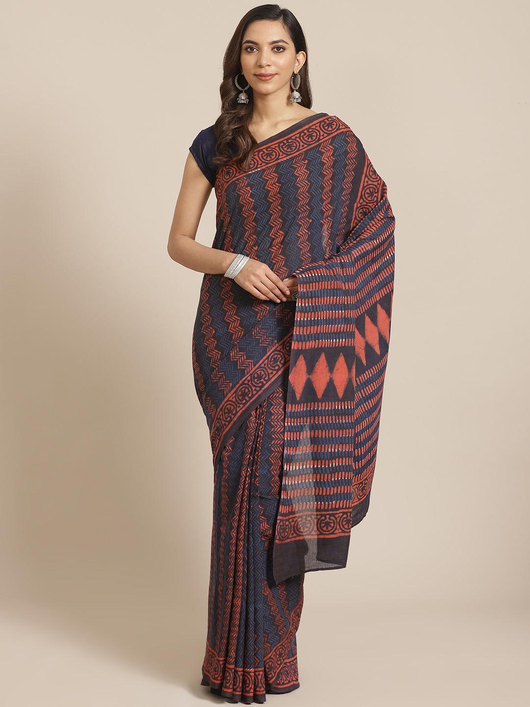 Multicoloured Printed Cotton Saree