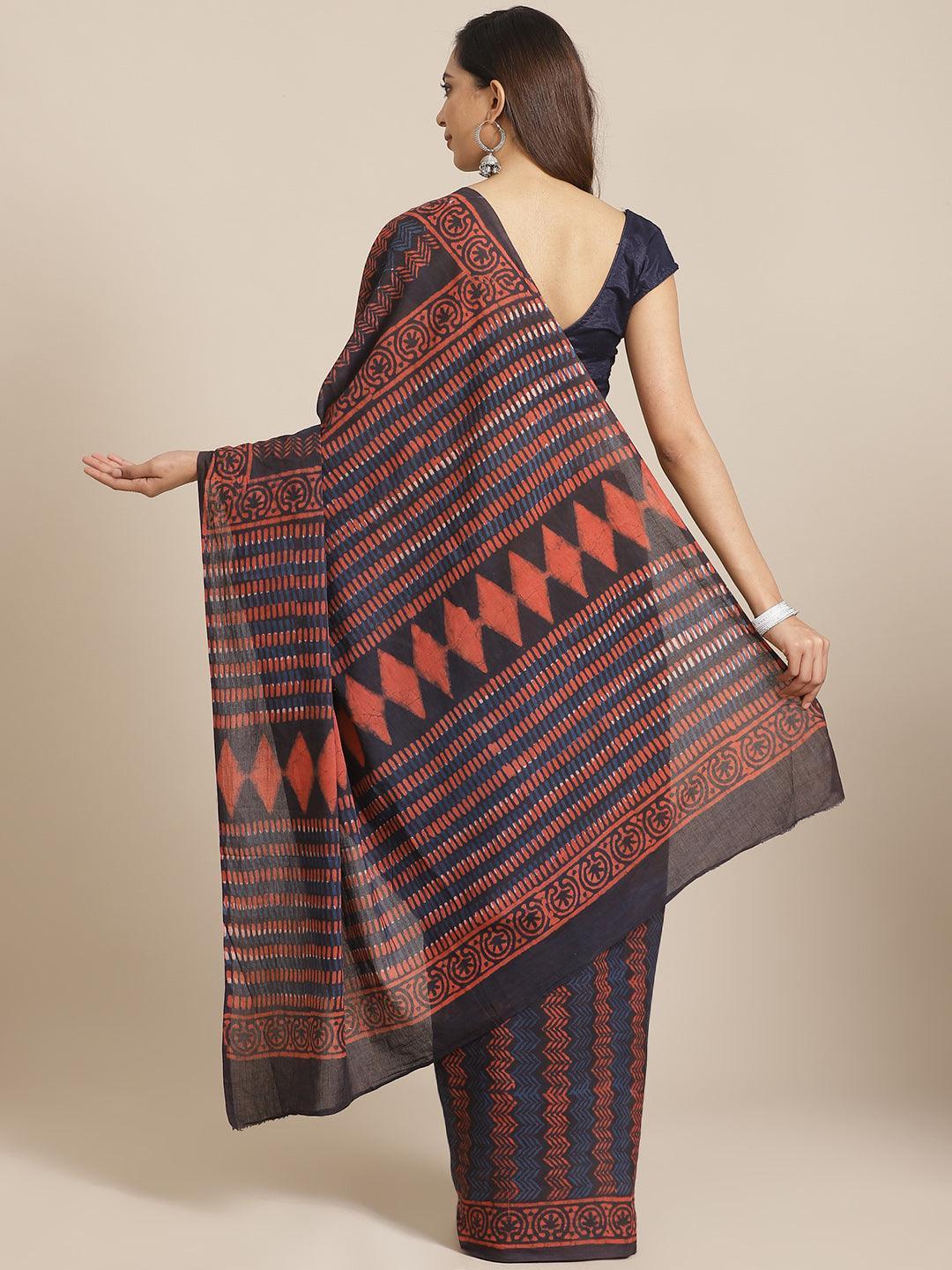 Multicoloured Printed Cotton Saree