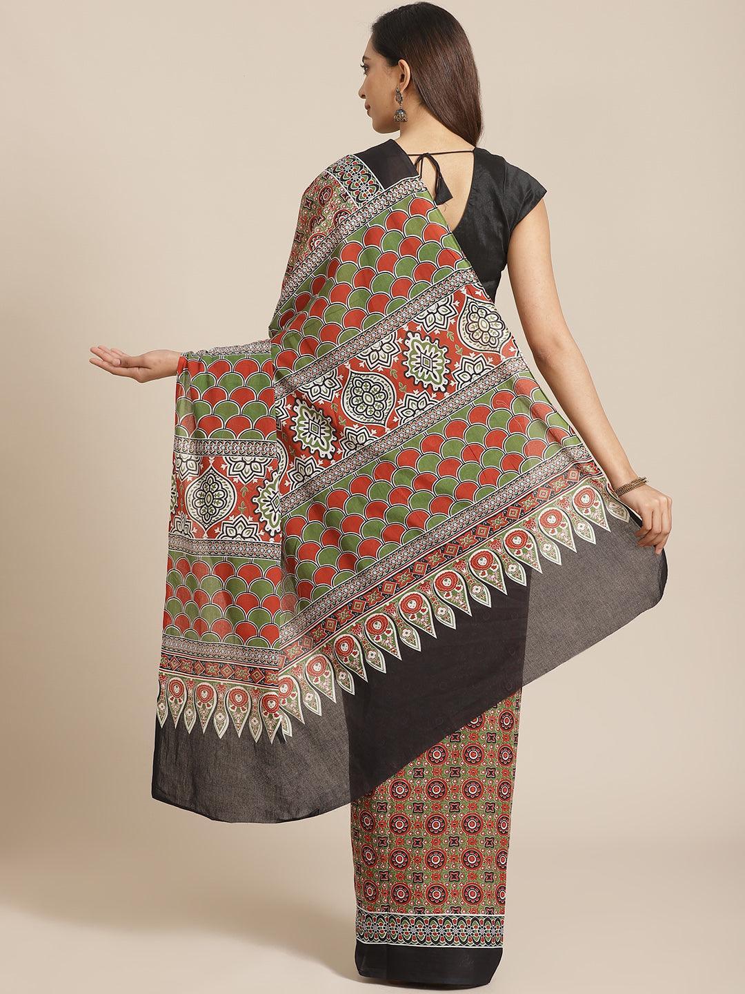 Multicoloured Printed Cotton Saree