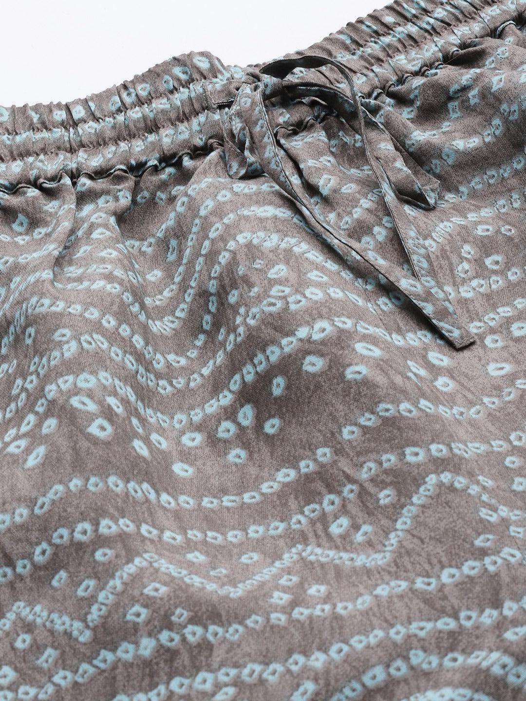 Grey Printed Silk Palazzos