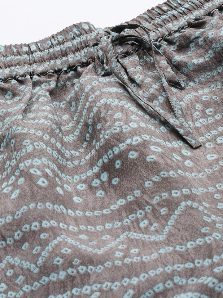 Grey Printed Silk Palazzos - ShopLibas