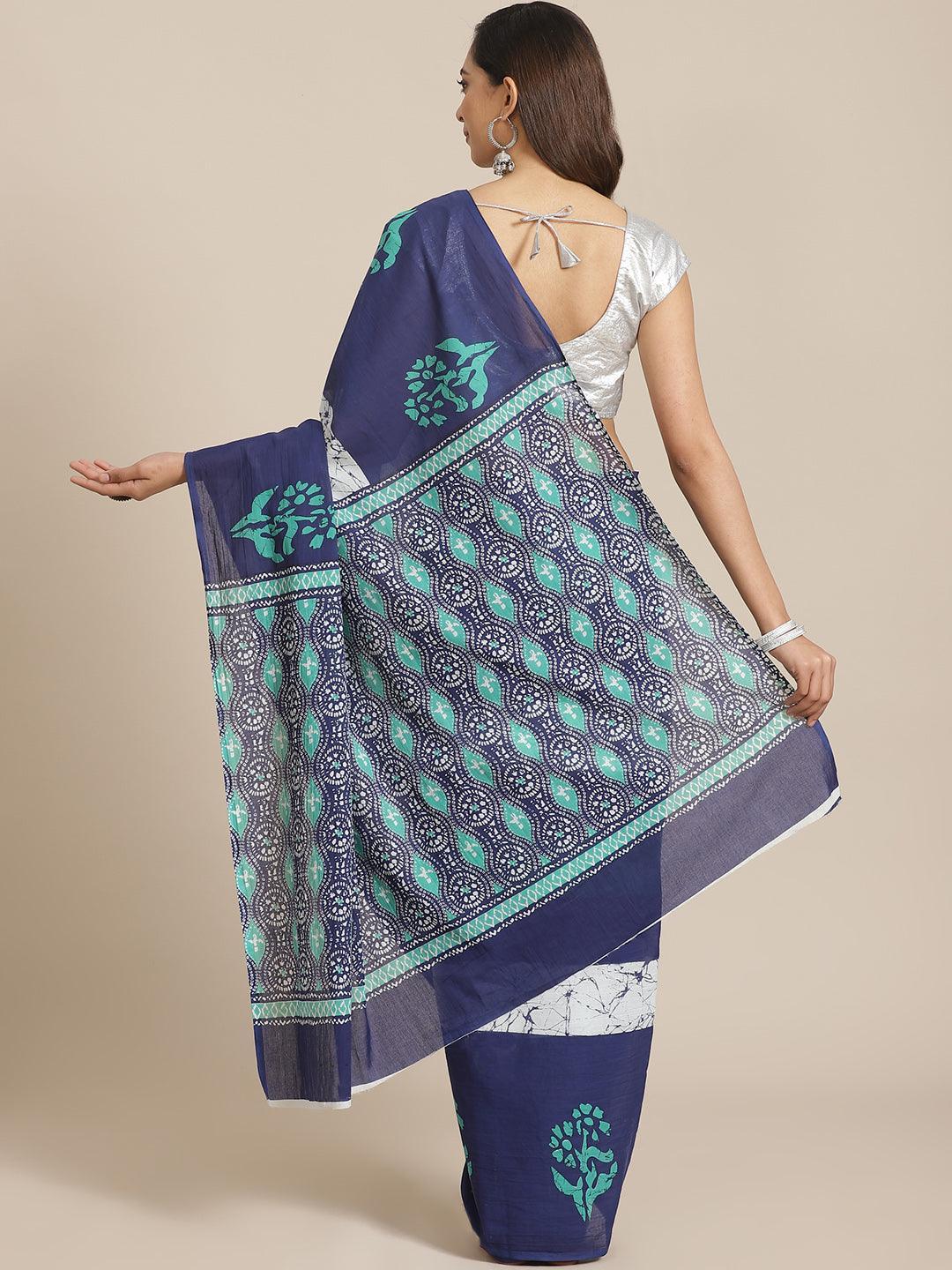 Multicoloured Printed Cotton Saree - ShopLibas