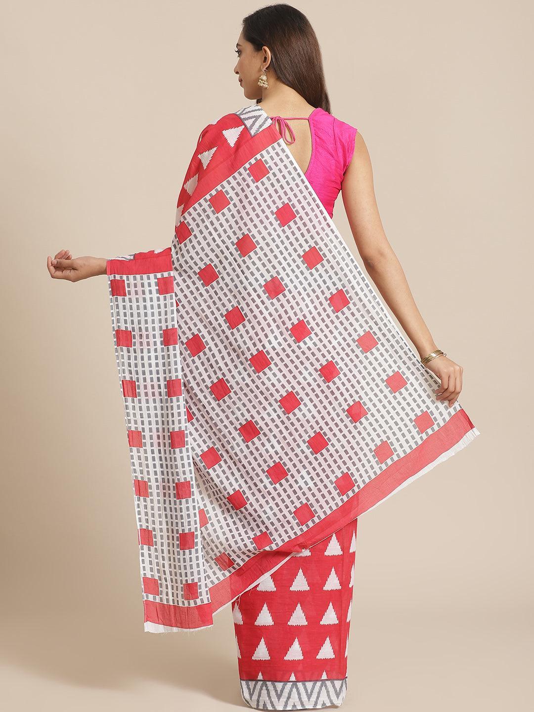 Pink Printed Cotton Saree