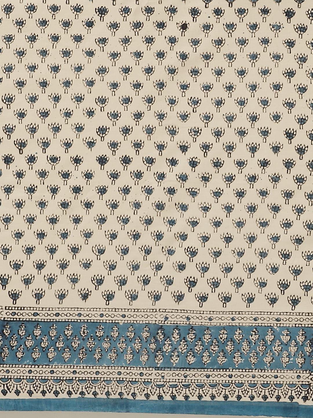 Beige Printed Cotton Saree - ShopLibas