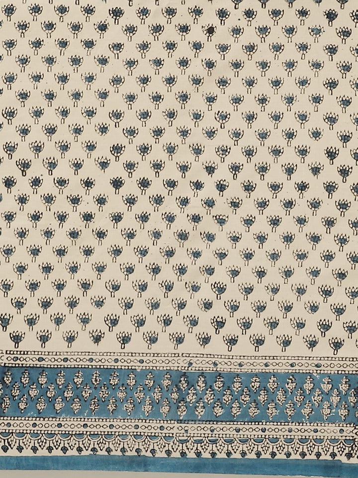 Beige Printed Cotton Saree - ShopLibas