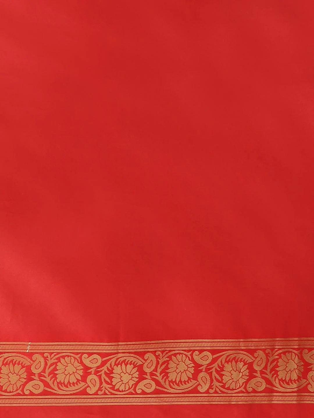 Red Woven Design Silk Saree