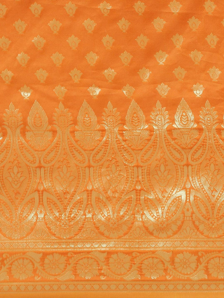 Orange Woven Design Silk Saree - ShopLibas