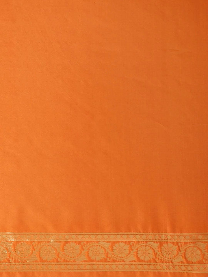 Orange Woven Design Silk Saree - ShopLibas