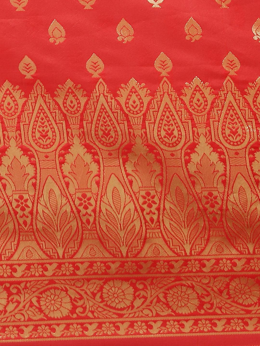 Red Woven Design Silk Saree