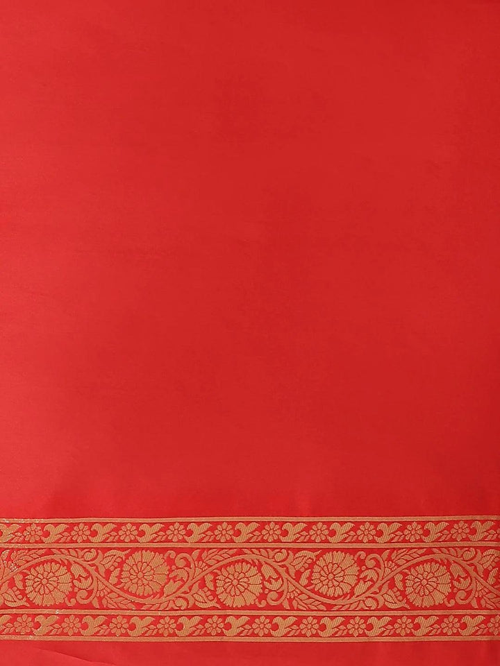 Red Woven Design Silk Saree - ShopLibas