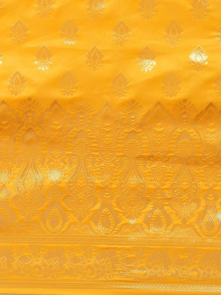 Yellow Woven Design Silk Saree - ShopLibas