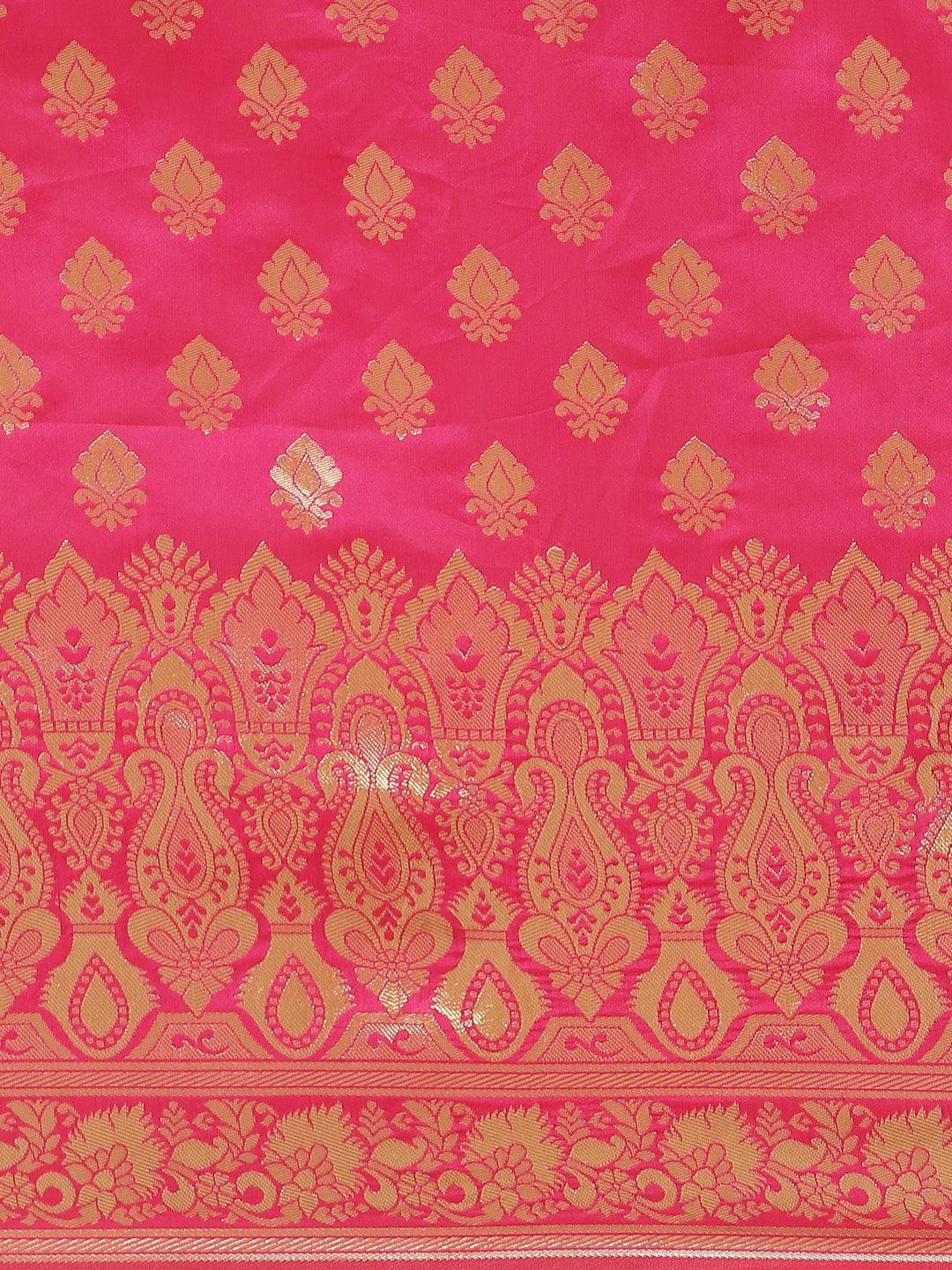 Pink Woven Design Silk Saree