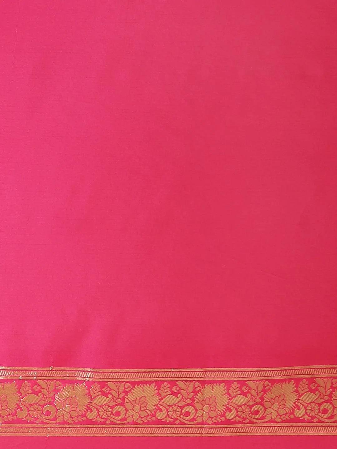 Pink Woven Design Silk Saree - ShopLibas